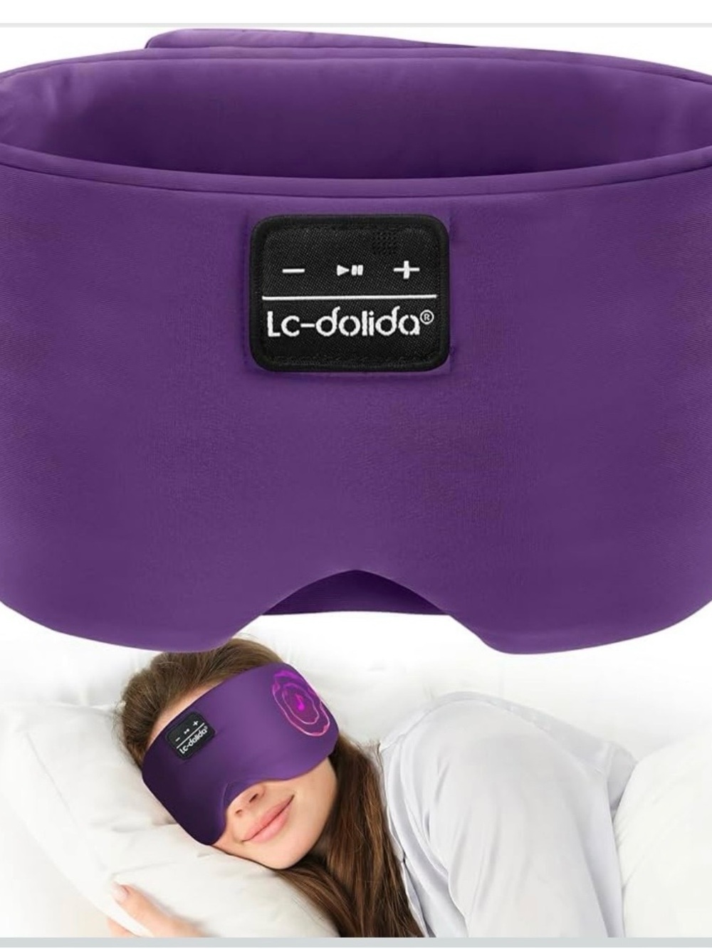 Purple Wireless On-Ear Sleep Headphones Eye Mask